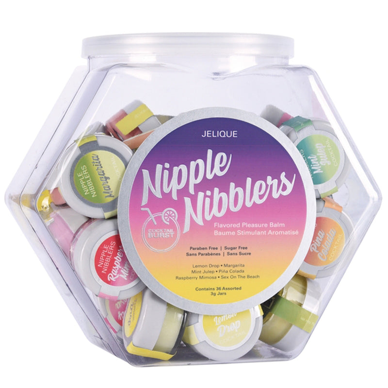 Jelique Products Nipple Nibblers Cocktail Pleasure Balm Assorted - 36 Pc Bowl - 3g Jar