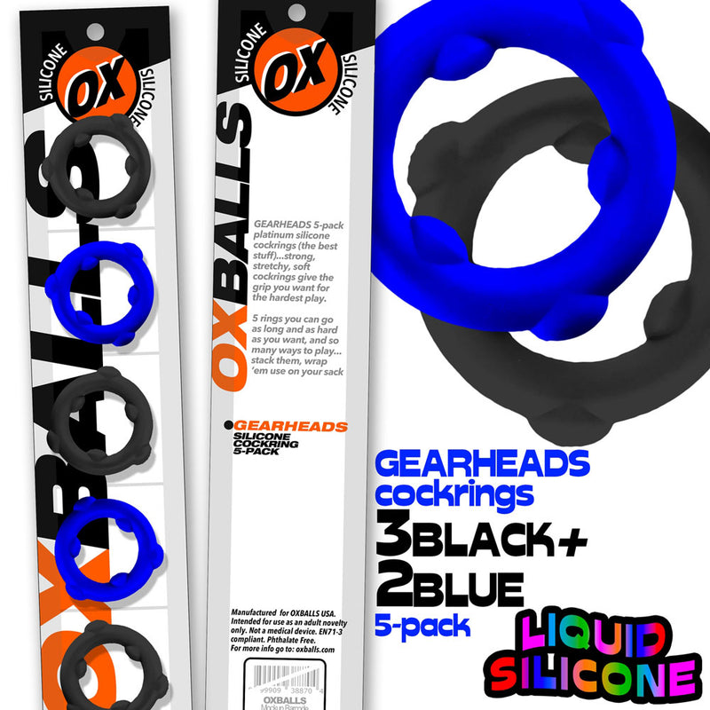 Oxballs Gearheads 5 Pack Spinner Rings - Blue Black
