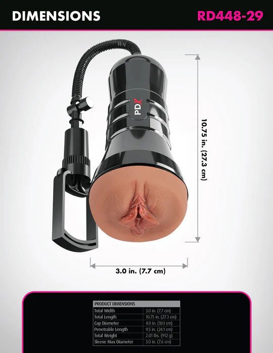 Pipedream PDX Extreme Wet Pussies Super Sucker XXL Stroker - Brown - Realistic Stroker + Penis Pump