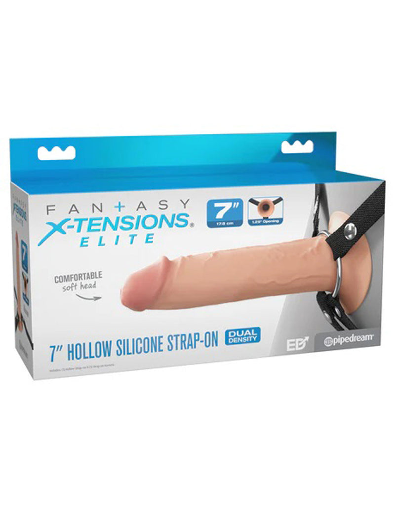 Pipedream Fantasy X-Tensions Elite 7" Silicone Hollow Strap Dual Density Light