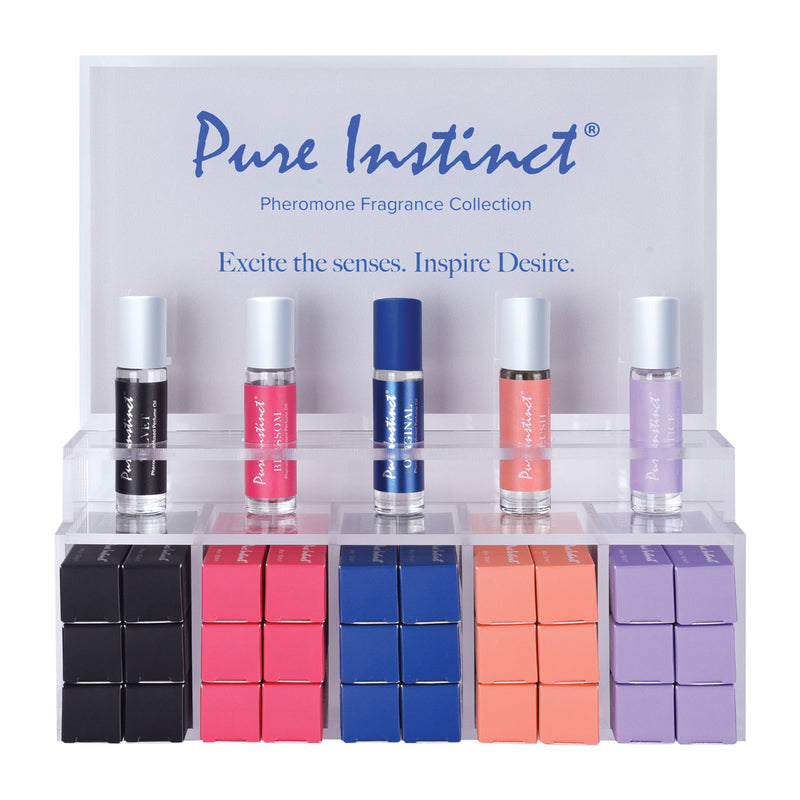 Classic Brands Pure Instinct Pheromone Perfume Oil Roll on 10.2 ml Acrylic Display With Testers and Product 36 Pieces