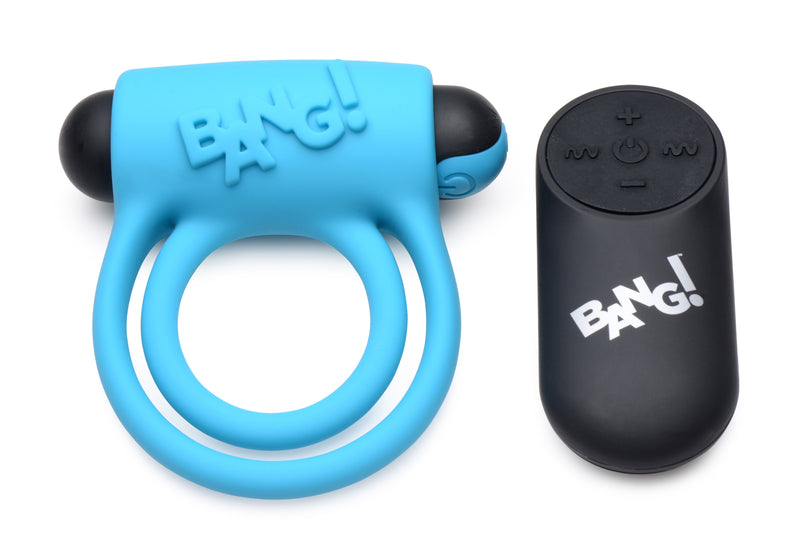 XR Brands Bang - Silicone Cockring and Bullet With Remote Control - Blue