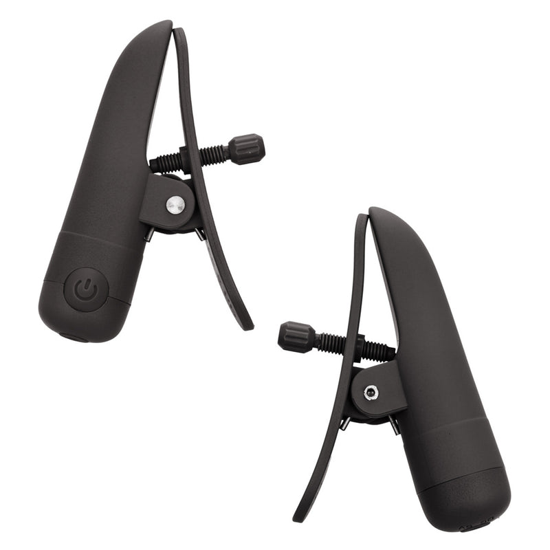 CalExotics Nipple Play Nipplettes Vibrating Nipple Clamps Black Rechargeable