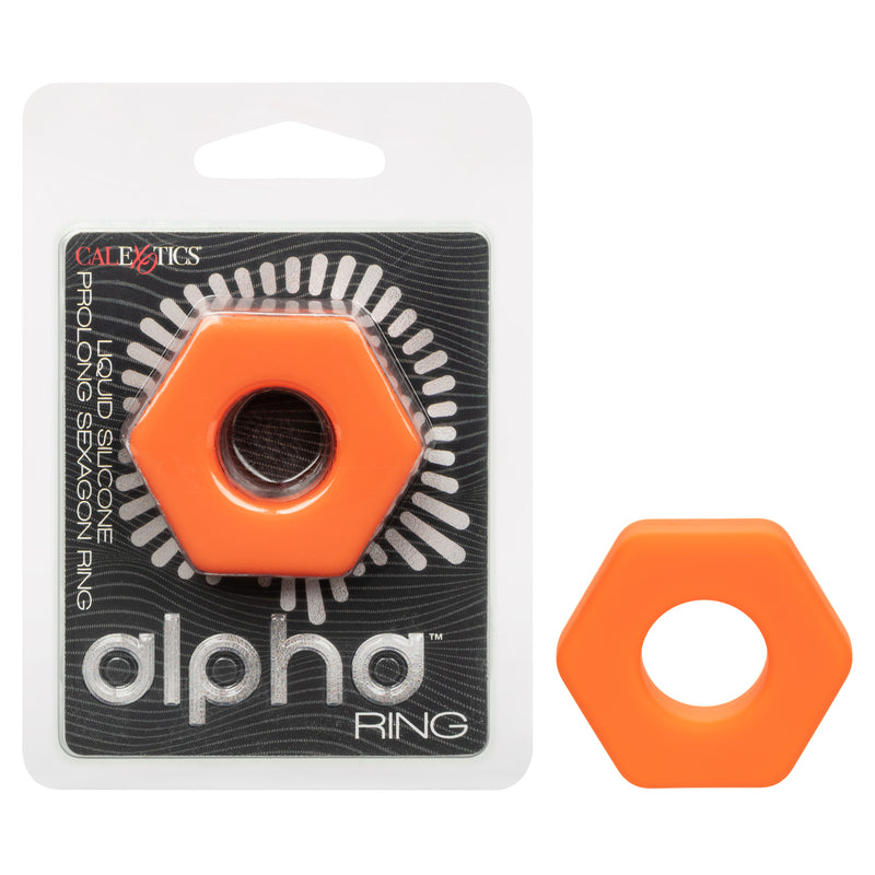 CalExotics Alpha Liquid Silicone Prolong Sexagon Ring - Orange