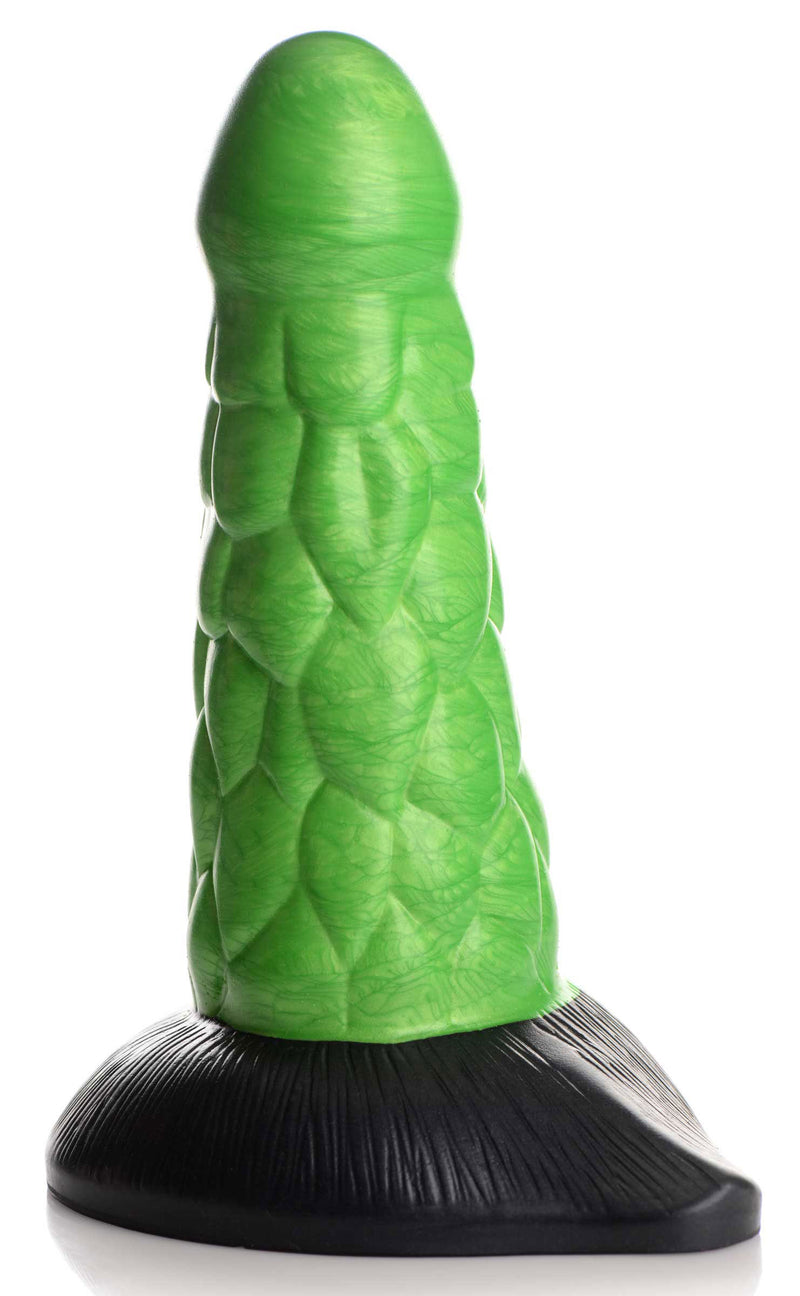 XR Brands Radioactive Reptile Thick Scaly Silicone Dildo - Green