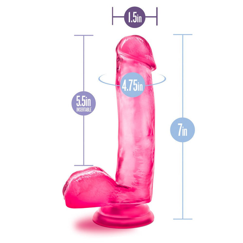 B Yours Sweet N' Hard 1 Realistic Pink 7-Inch Long Dildo With Balls & Suction Cup Base