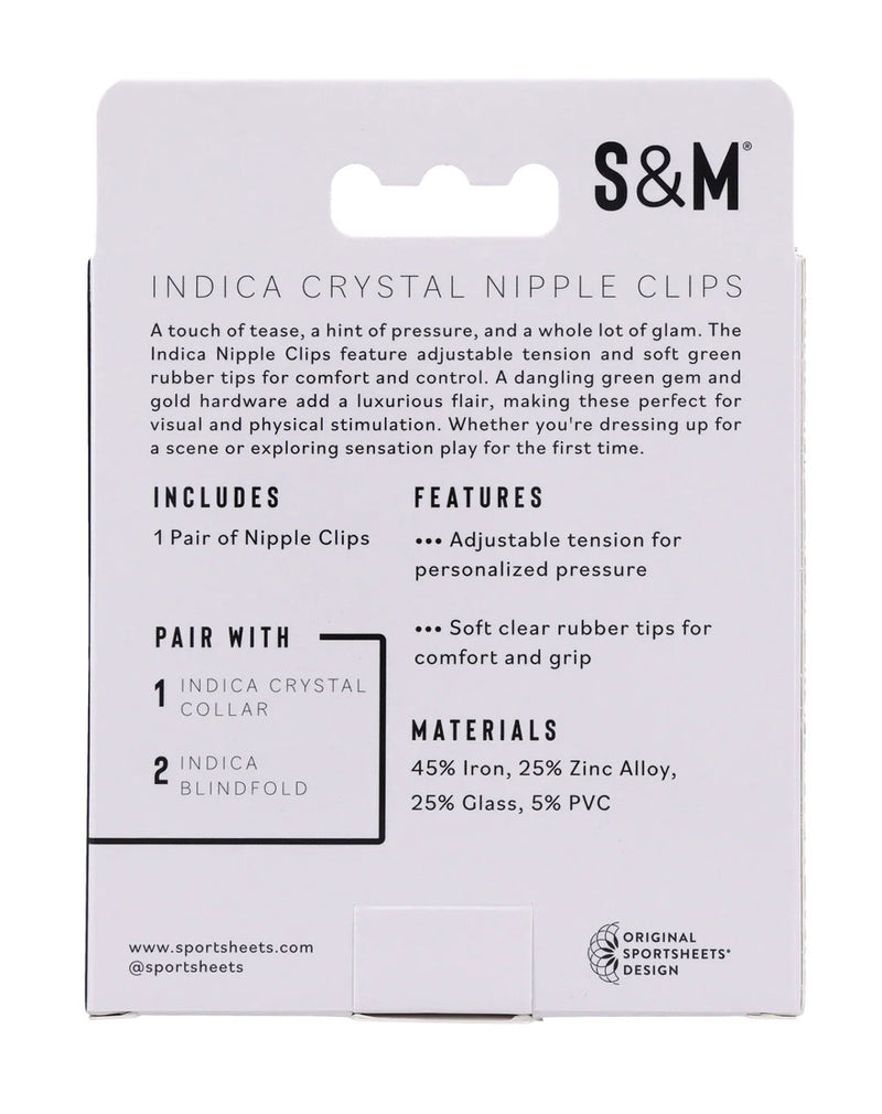 Sportsheets Indica Crystal Nipple Clips - Green