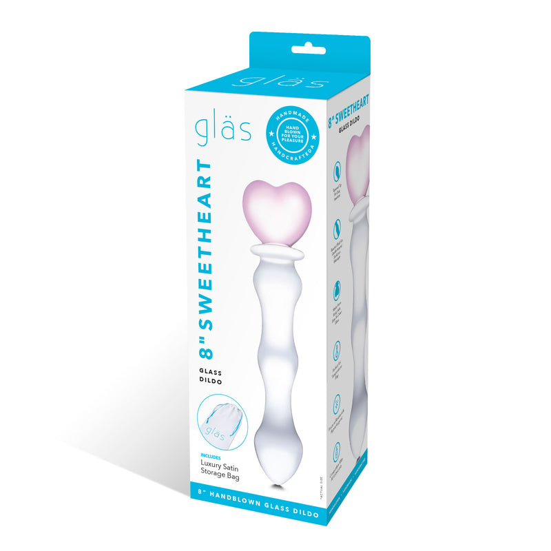 Electric Novelties 8 Inch Sweetheart Glass Dildo - Pink/clear