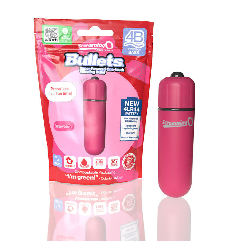 Screaming O Screaming O 4b - Bullet - Super Powered One Touch Vibrating Bullet - Strawberry