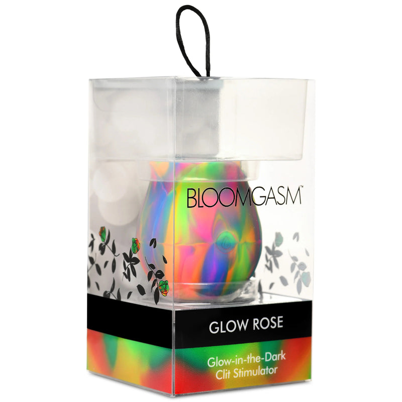XR Brands Glow Rose Glow-in-the-Dark Rose Clit Stimulator - Rainbow