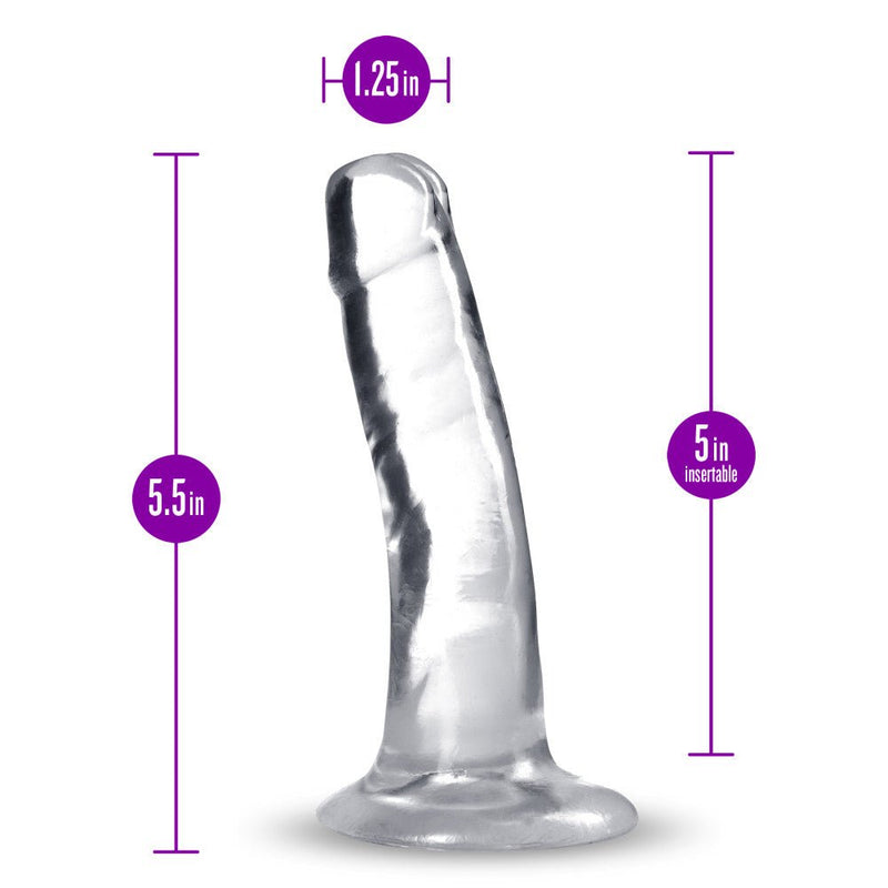 B Yours Plus Hard Happy Realistic G-Spot Clear 5.5-Inch Long Dildo With Suction Cup Base