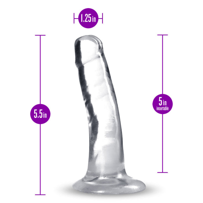 B Yours Plus Hard Happy Realistic G-Spot Clear 5.5-Inch Long Dildo With Suction Cup Base