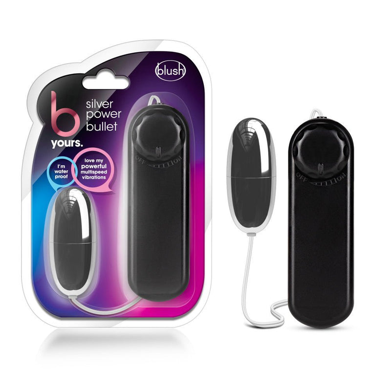 B Yours Silver Power Bullet Black 2-Inch Vibrating Bullet