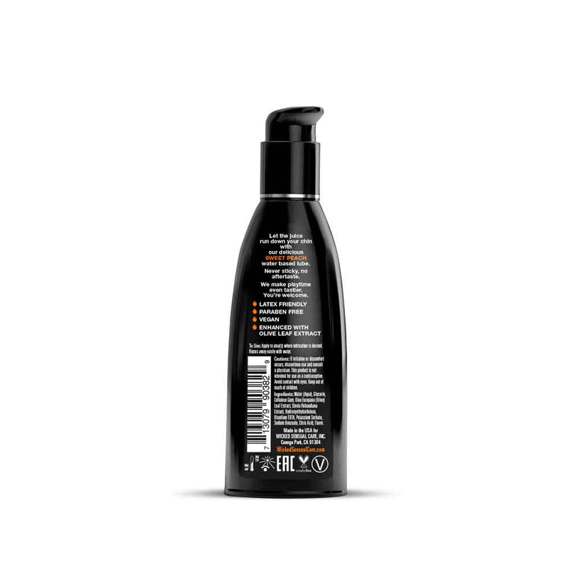 Wicked Sensual Care Aqua Sweet Peach Flavored Water Based Intimate Lubricant - 2 Fl. Oz.