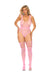 "Floral Lace Teddy with Strappy Back Detail and Matching Stockings - Candy Pink - Qs EM-12189QPINK"