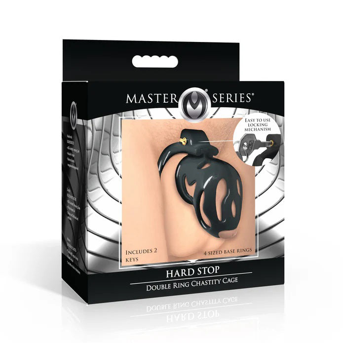 XR Brands Hard Stop Double Ring Chastity Cage