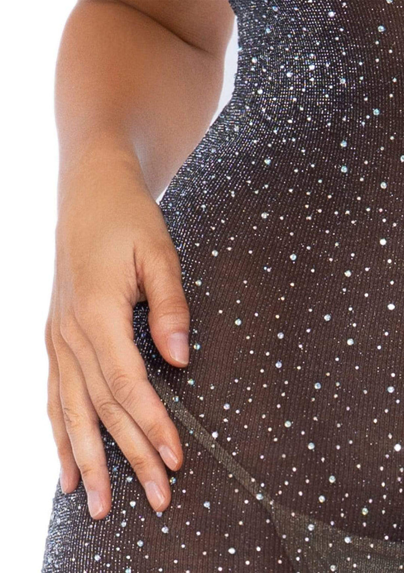 Leg Avenue Shimmery Rhinestone Tube Dress - One Size - Black/silver