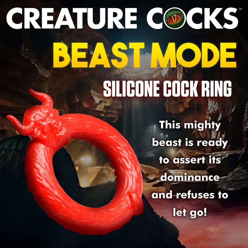 XR Brands Beast Mode Silicone Cock Ring - Red
