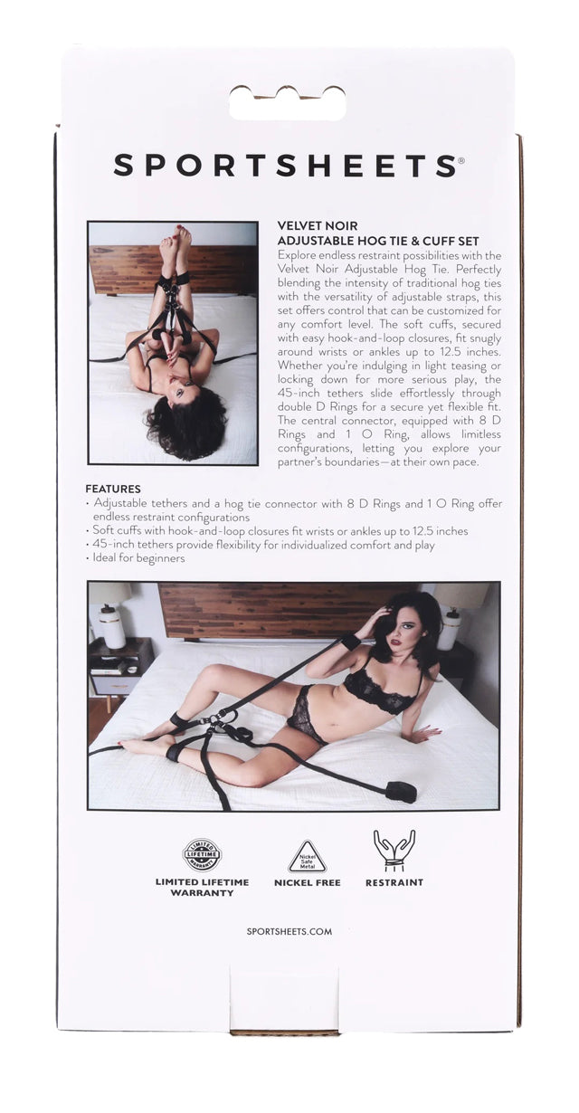Sportsheets Velvet Noir Adjustable Hog Tie and Cuff Set