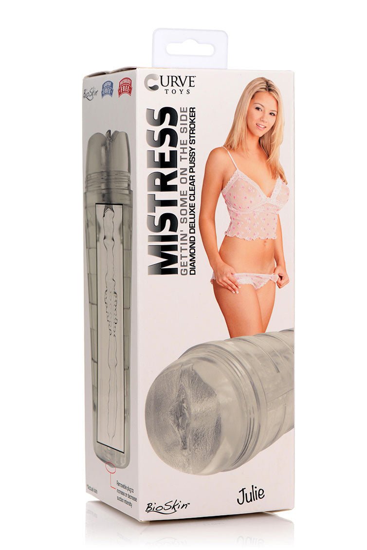 Curve Toys Mistress Julie - Diamond Deluxe Clear Pussy Stroker - Stroker Masturbator - Pocket Pussy