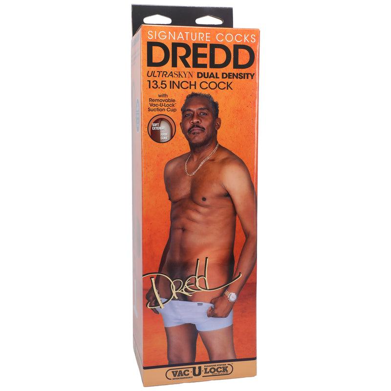 Doc Johnson Signature Cocks - Dredd - 13.5 Inch Ultraskyn Cock With Removable Vac-U-Lock Suction Cup - Chocolate