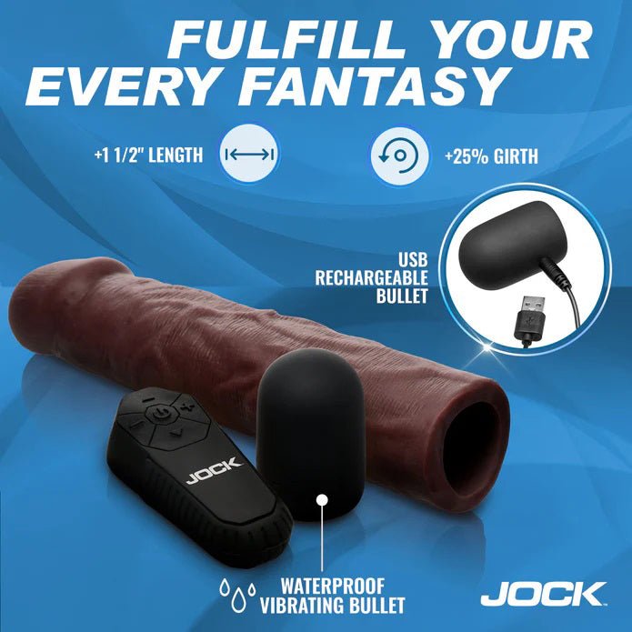 Curve Toys Jock Vibrating Penis Extension with Remote - Dark