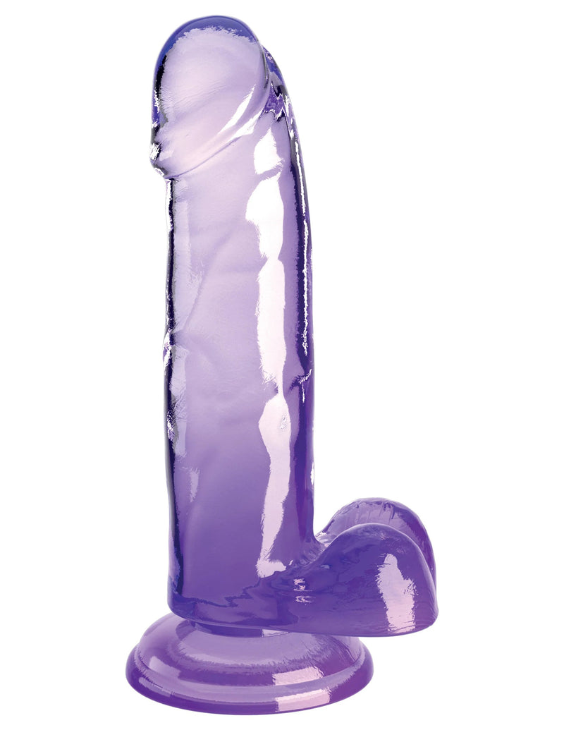 Pipedream King Cock Clear 7 Inch With Balls - Purple