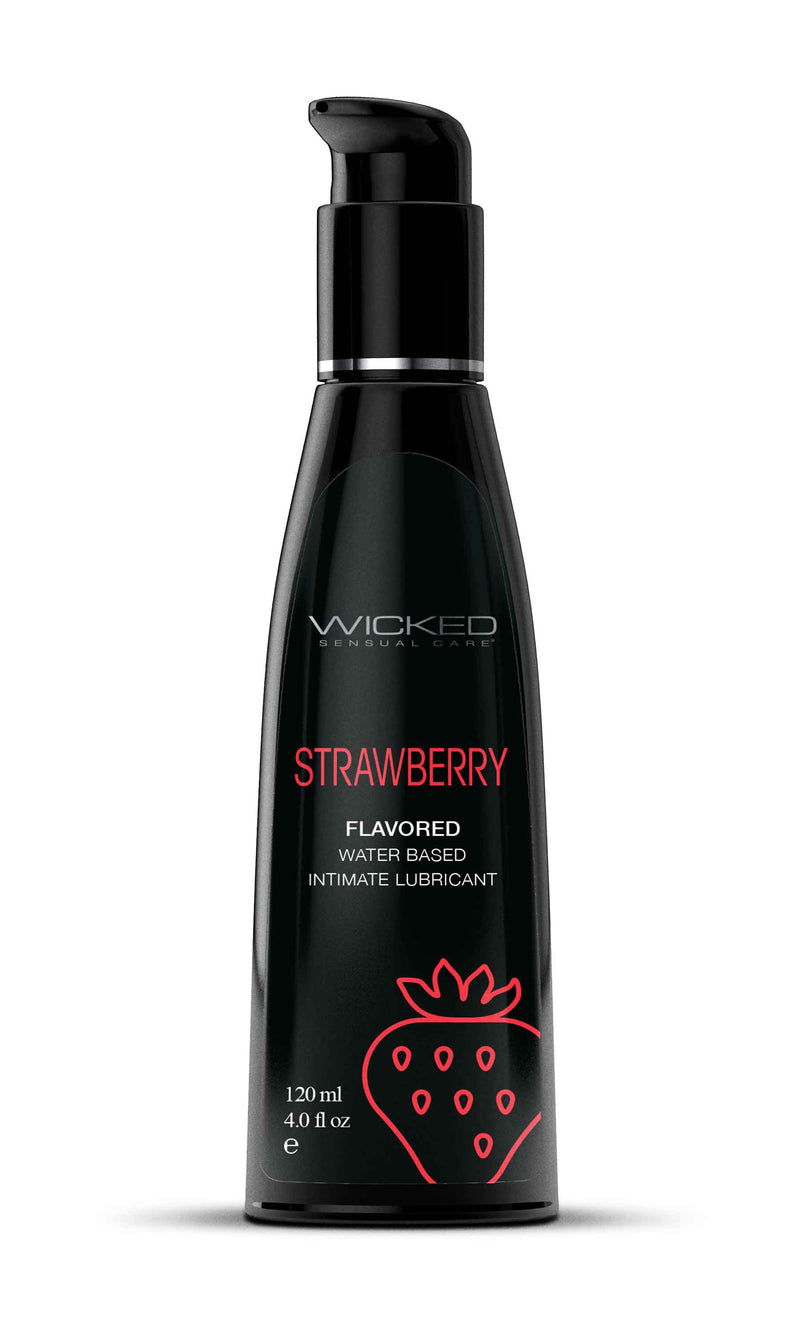 Wicked Sensual Care Aqua Strawberry Flavored Water Based Intimate Lubricant - 4 Fl. Oz.