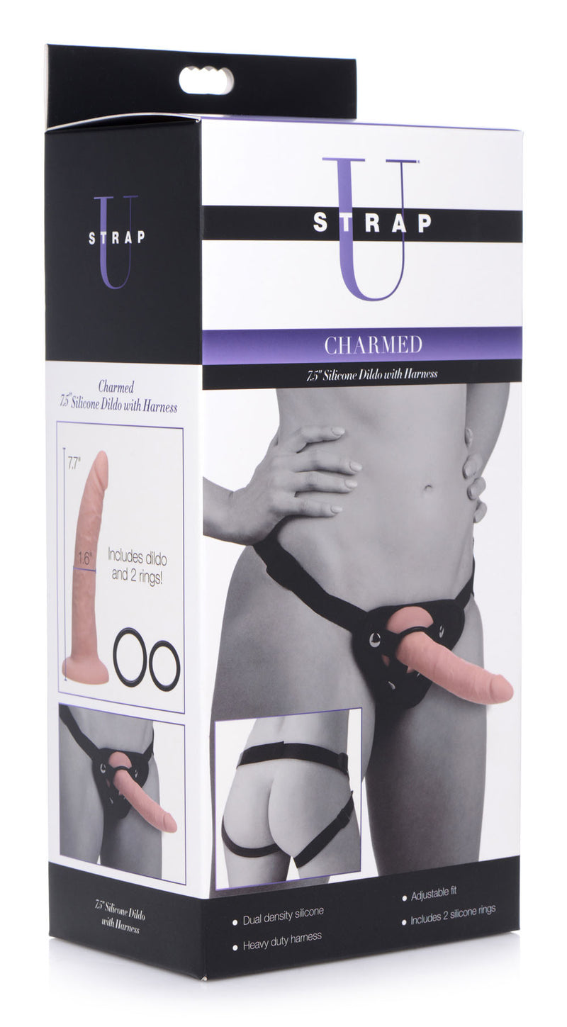 XR Brands Charmed 7.5 Inch Silicone Dildo With Harness