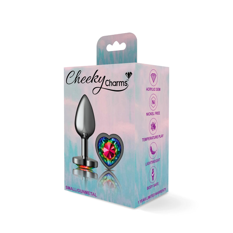 Viben Rainbow Heart Gem Gunmetal Metal Plug - Sm