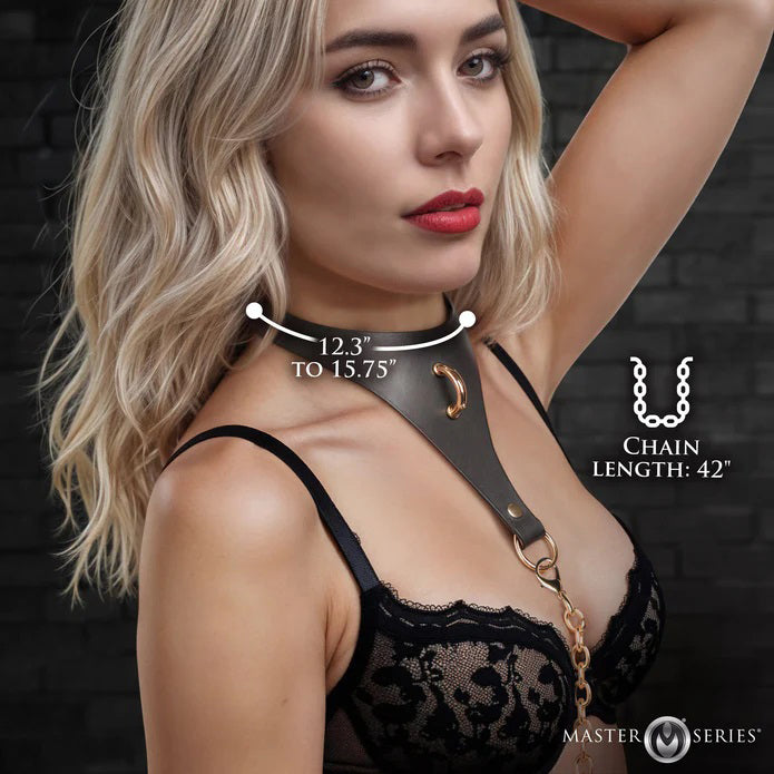 XR Brands Captivate Collar With Body Chain - Black