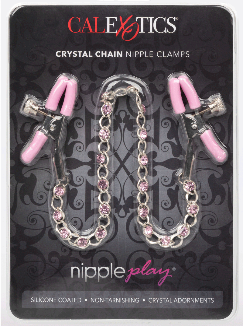 CalExotics Nipple Play Crystal Chain Nipple Clamps - Pink