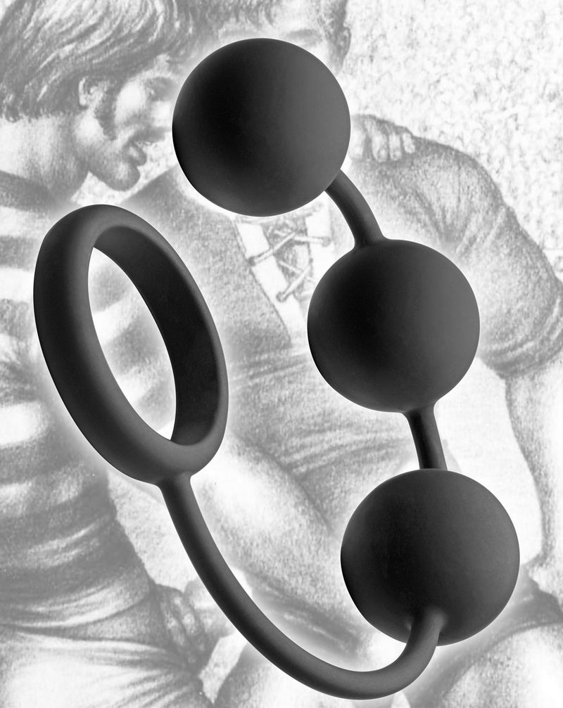 XR Brands Tom of Finland Silicone Cock Ring With 3 Weighted Balls