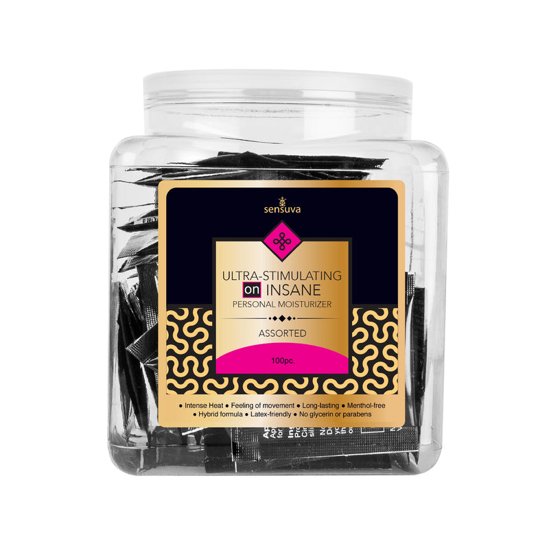 Sensuva On Insane Ultra-Stimulating Personal Moisturizer Assorted 100 Piece Tub