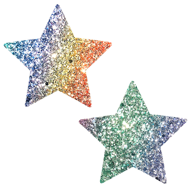 Neva Nude Super Sparkle Rock Kandi Chunky Rainbow Glitter Starry Nights Nipztix Pasties