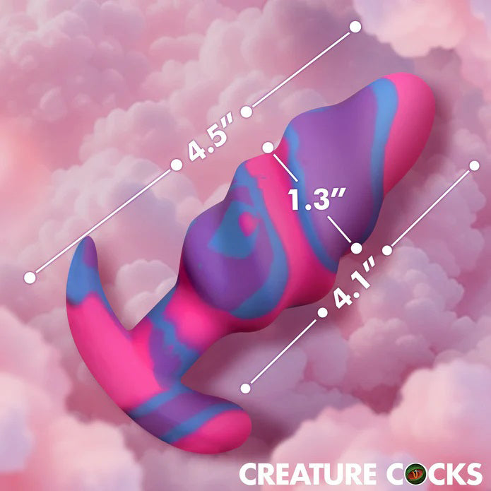 XR Brands Unicorn Swirl Silicone Butt Plug - Medium