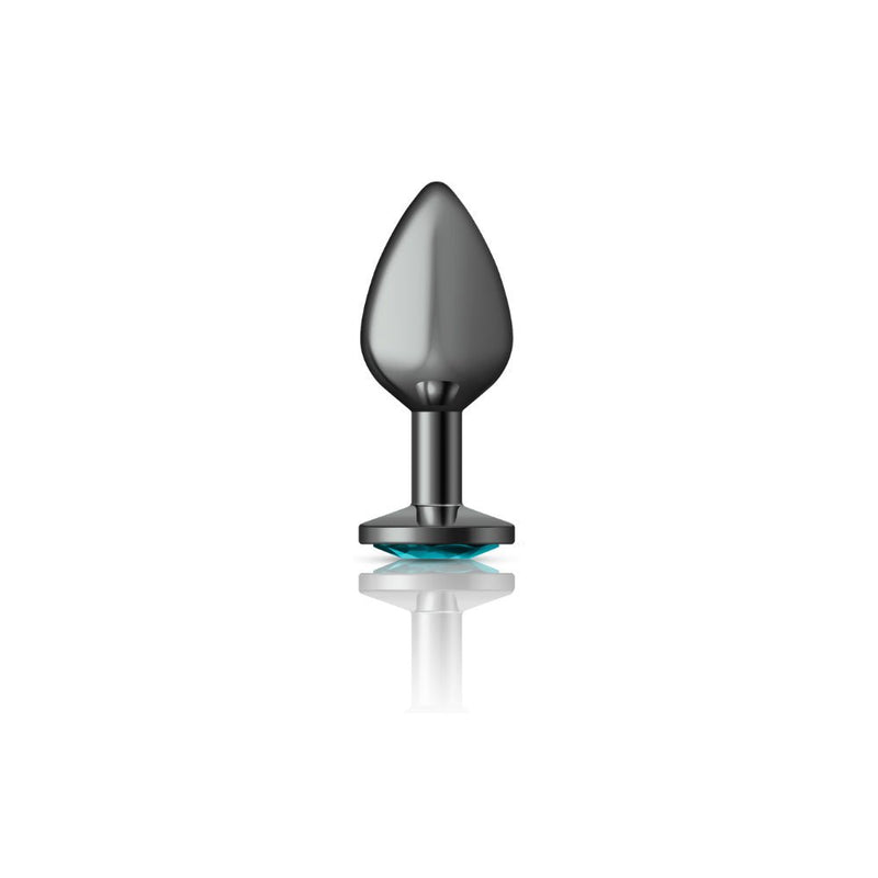 Viben Teal Round Gem Gunmetal Metal Plug - Md