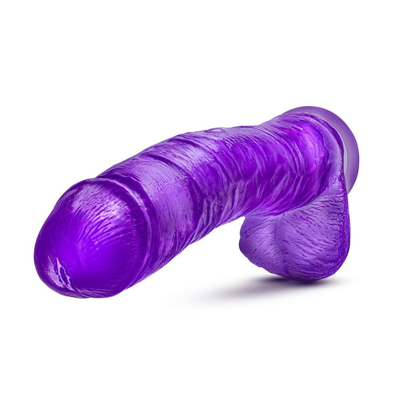 B Yours Plus Hefty Hung Purple 14-Inch Long Dildo With Balls & Suction Cup Base