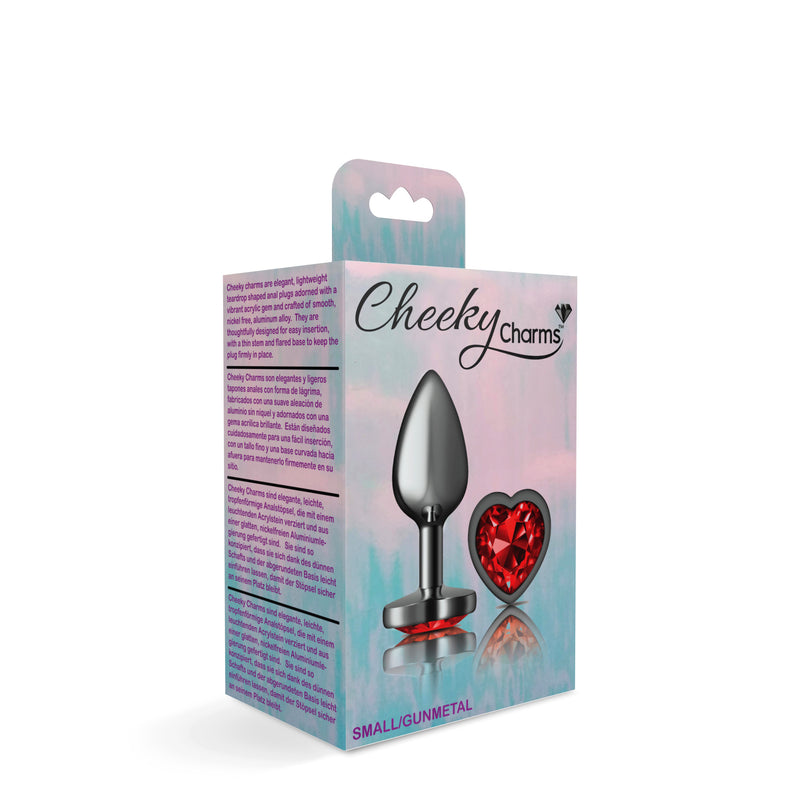 Viben Deep Red Heart Gem Gunmetal Metal Plug - Sm