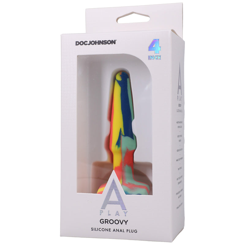 Doc Johnson A-Play Groovy Silicone Anal Plug 4 Inch - Sunrise