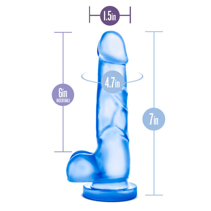 B Yours Sweet N' Hard 4 Realistic Blue 7-Inch Long Dildo With Balls & Suction Cup Base