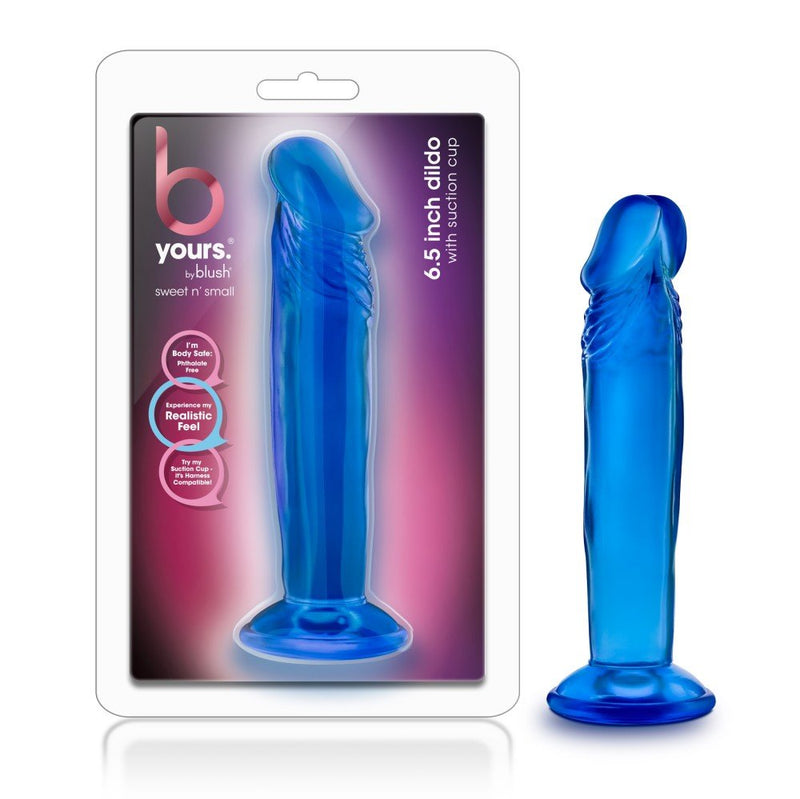 B Yours Sweet N' Small 6.5 Realistic Blue 6.5-Inch Long Dildo With Suction Cup Base