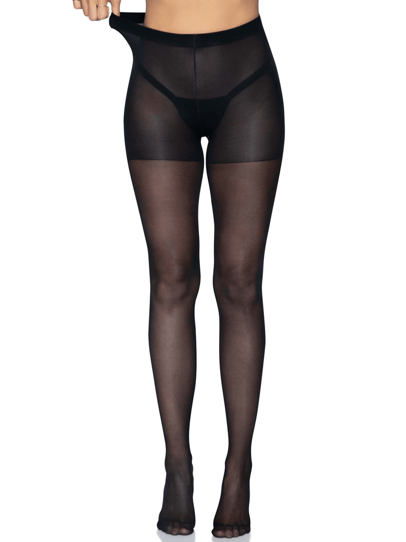 Leg Avenue Sheer Open Butt Crotchless Pantyhose - One Size - Black