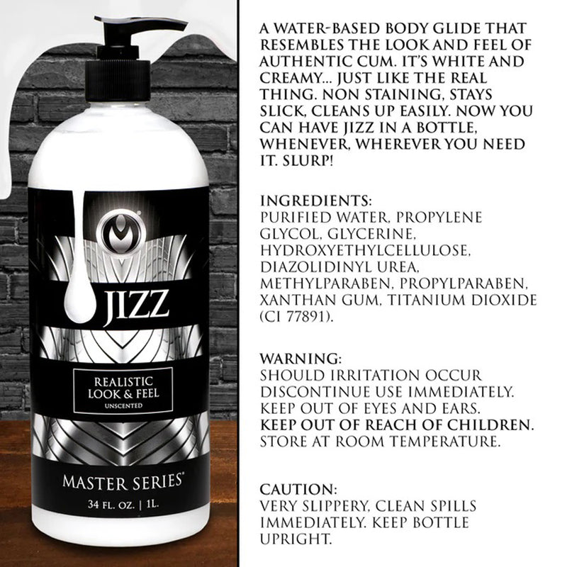 XR Brands Jizz Unscented Water-Based Lube - 34oz