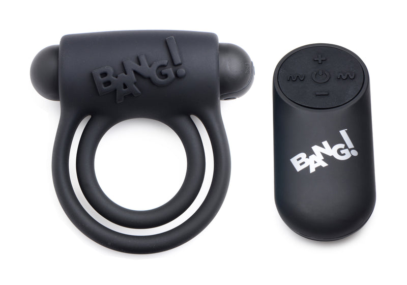XR Brands Bang - Silicone Cock Ring and Bullet With Remote Control - Black