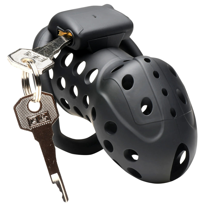 XR Brands Lock Down Chastity Cage - Black