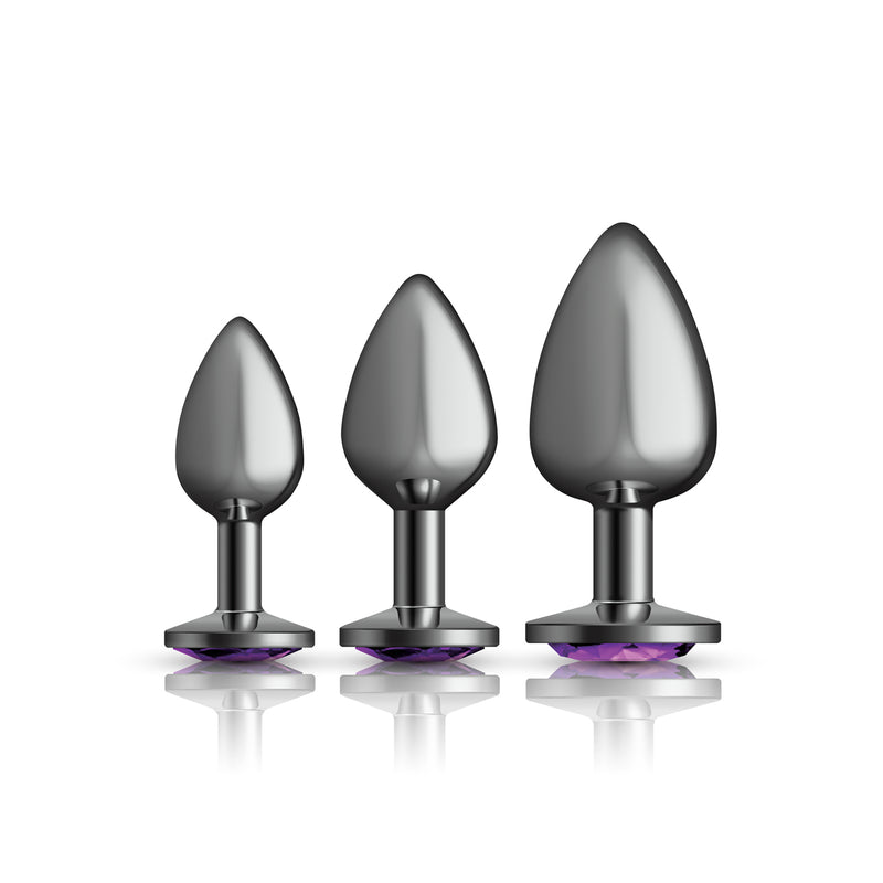 Viben Purple Round Gem Anal Trainer Kit - Gunmetal