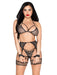 "4pc All Tied Up Shimmer Bra and Panty Set - Os - Black/silver LA-89362BKSVOS"
