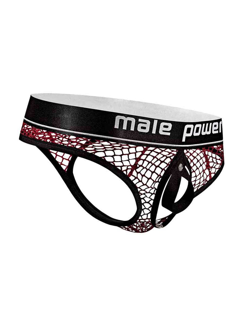 Male Power Cock Pit Net Cock Ring Thong - S/ M - Burgundy