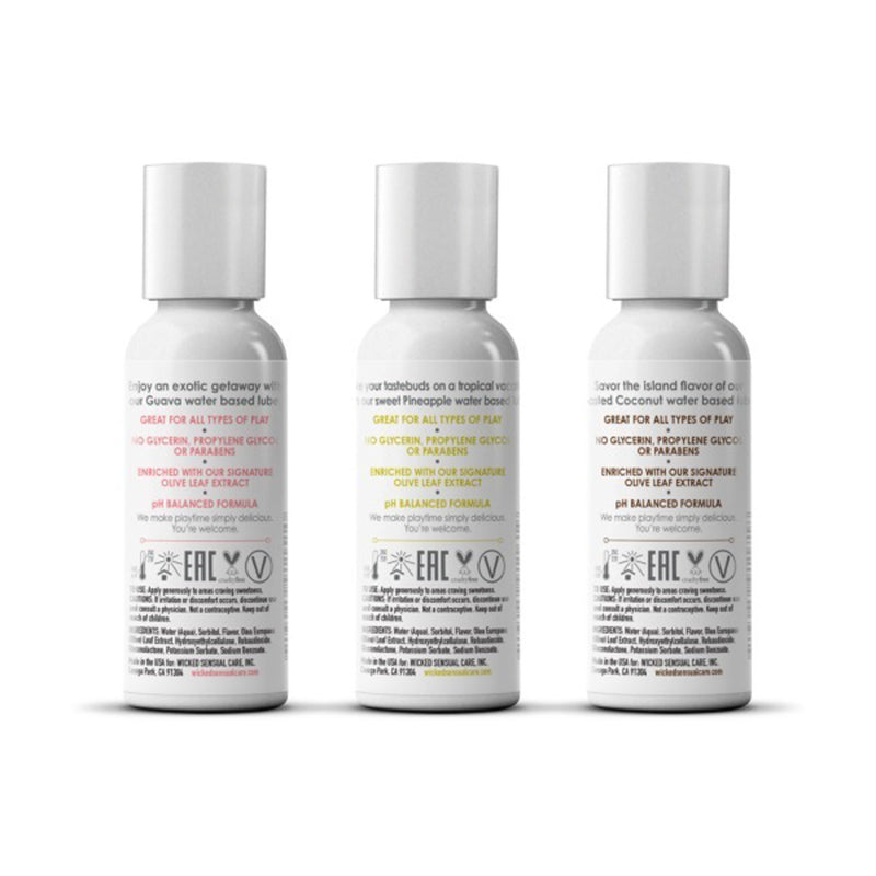 Wicked Sensual Care Wicked Simply Tropical Trio 1oz Travel Size Flavored Lubes